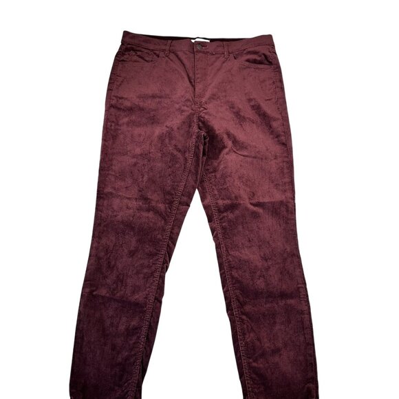 LOFT Red Maroon Burgundy Velvet Pant Women SZ 14/32 Petite-Modern Skinny - Picture 8 of 16